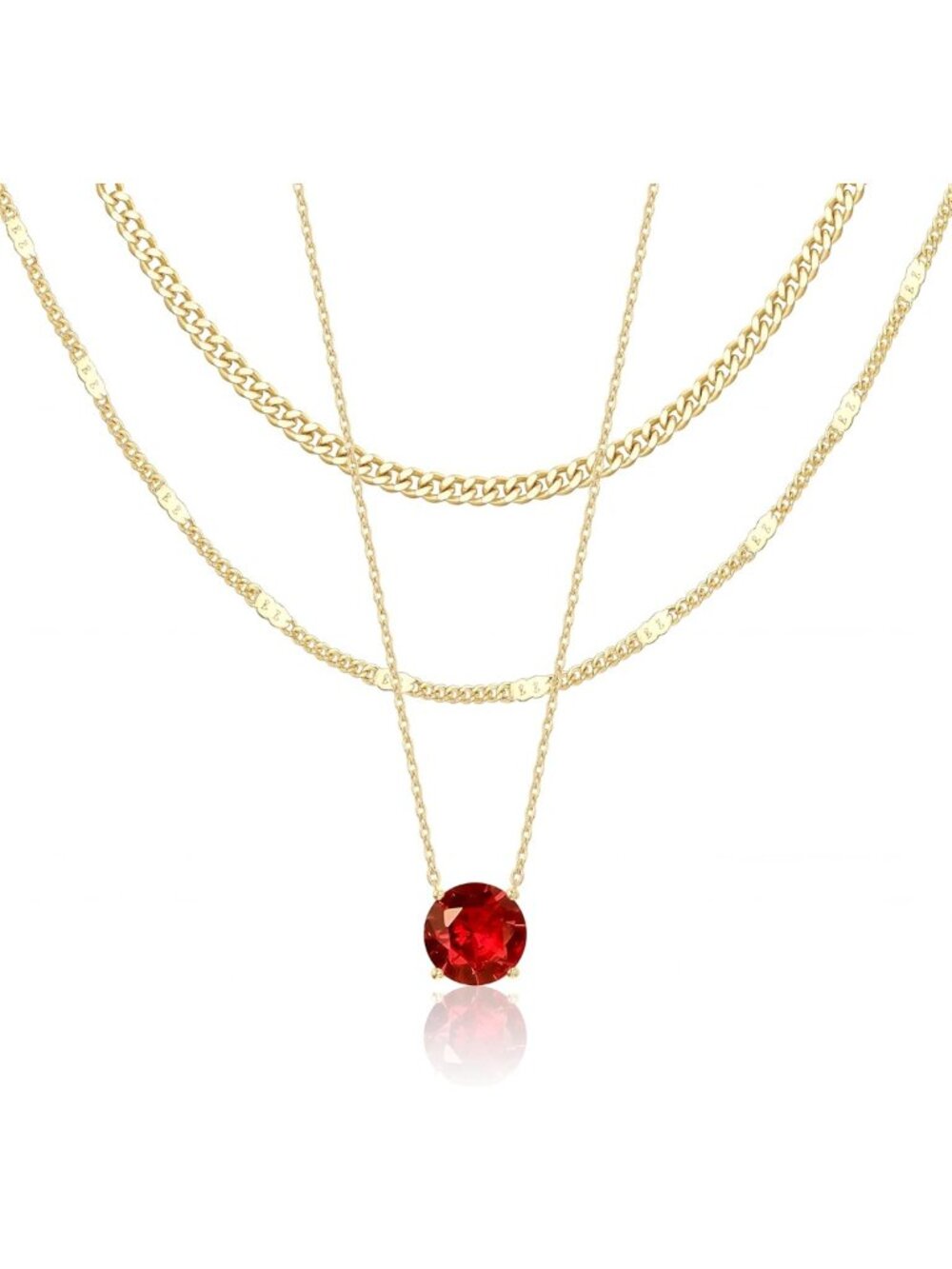 Layered Gold Necklaces Set for Women, Dainty Pendant & Chunky Cuban Chain